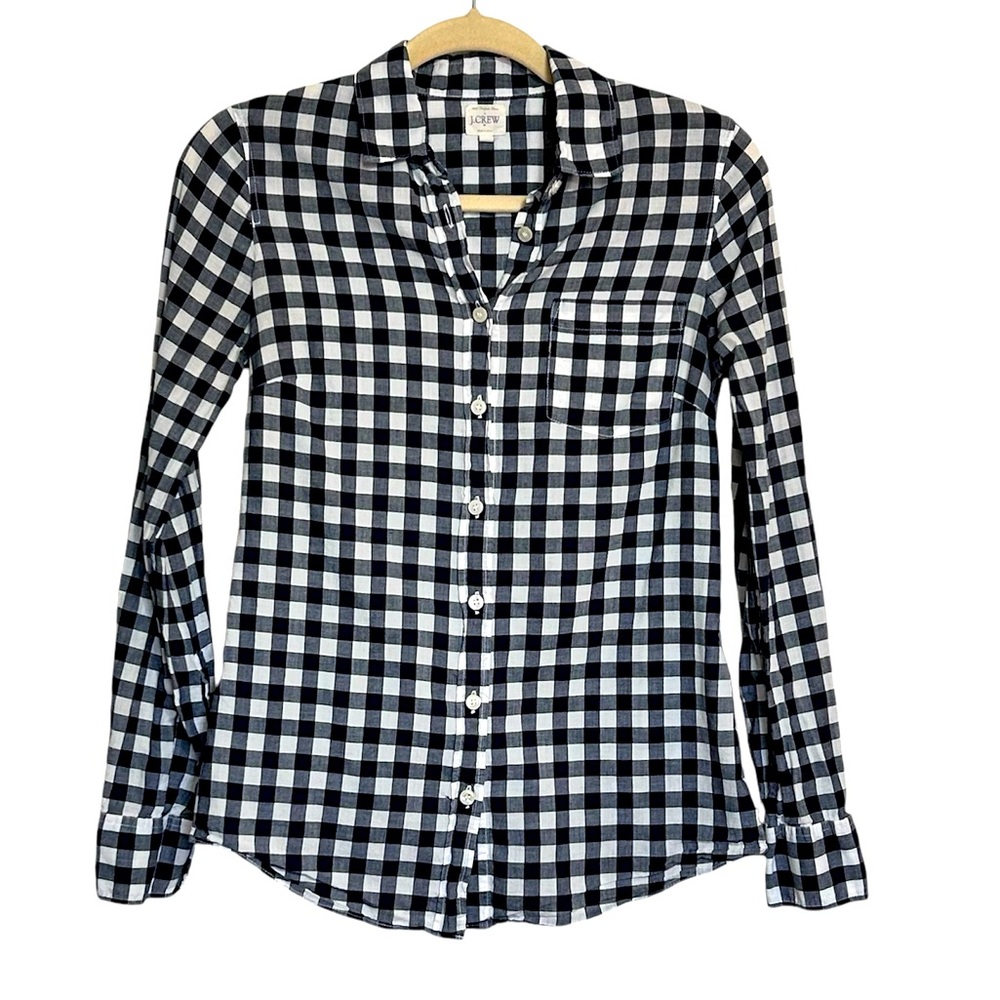J. Crew “The perfect shirt” Gingham Women’s Navy Blue/White, Size XS